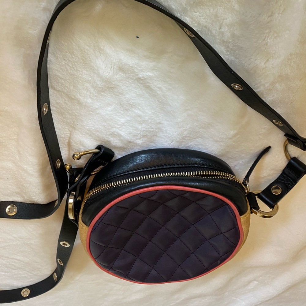 Missoni Black Calf Leather & Tan Suede Quilted Crossbody - Picture 4 of 8